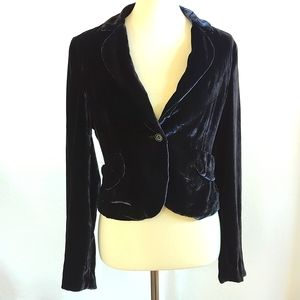 BCBG Maxazria Velvet Blazer/Jacket. Blue S/L